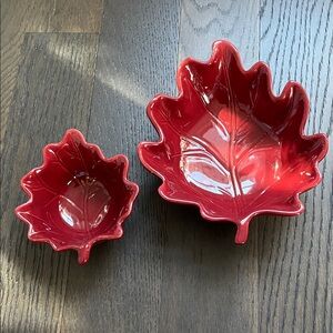 Pier 1 Set of Two Leaf-Shaped Bowls